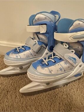 Girls Light Blue Adjustable Ice Skates with Snowflake Accent